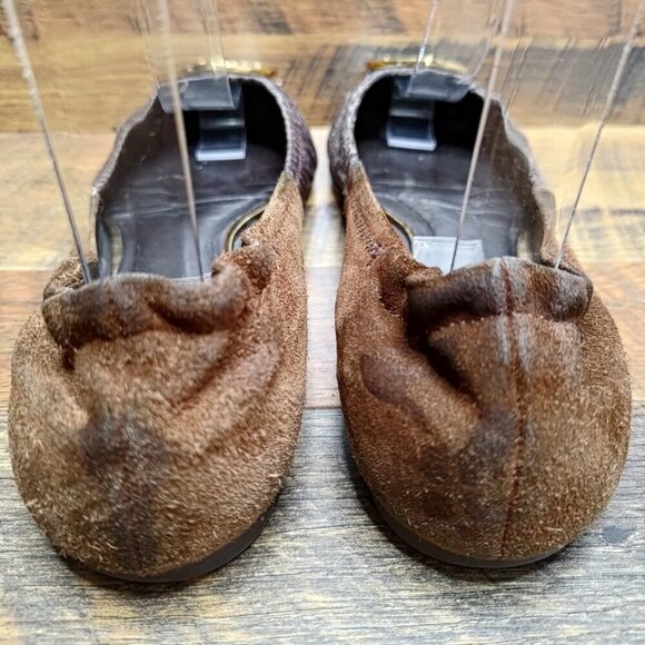 Tory Burch Women’s Reva Gold Metallic Slip On Stretch Ballet Flats Size 6.5 - Picture 4 of 8